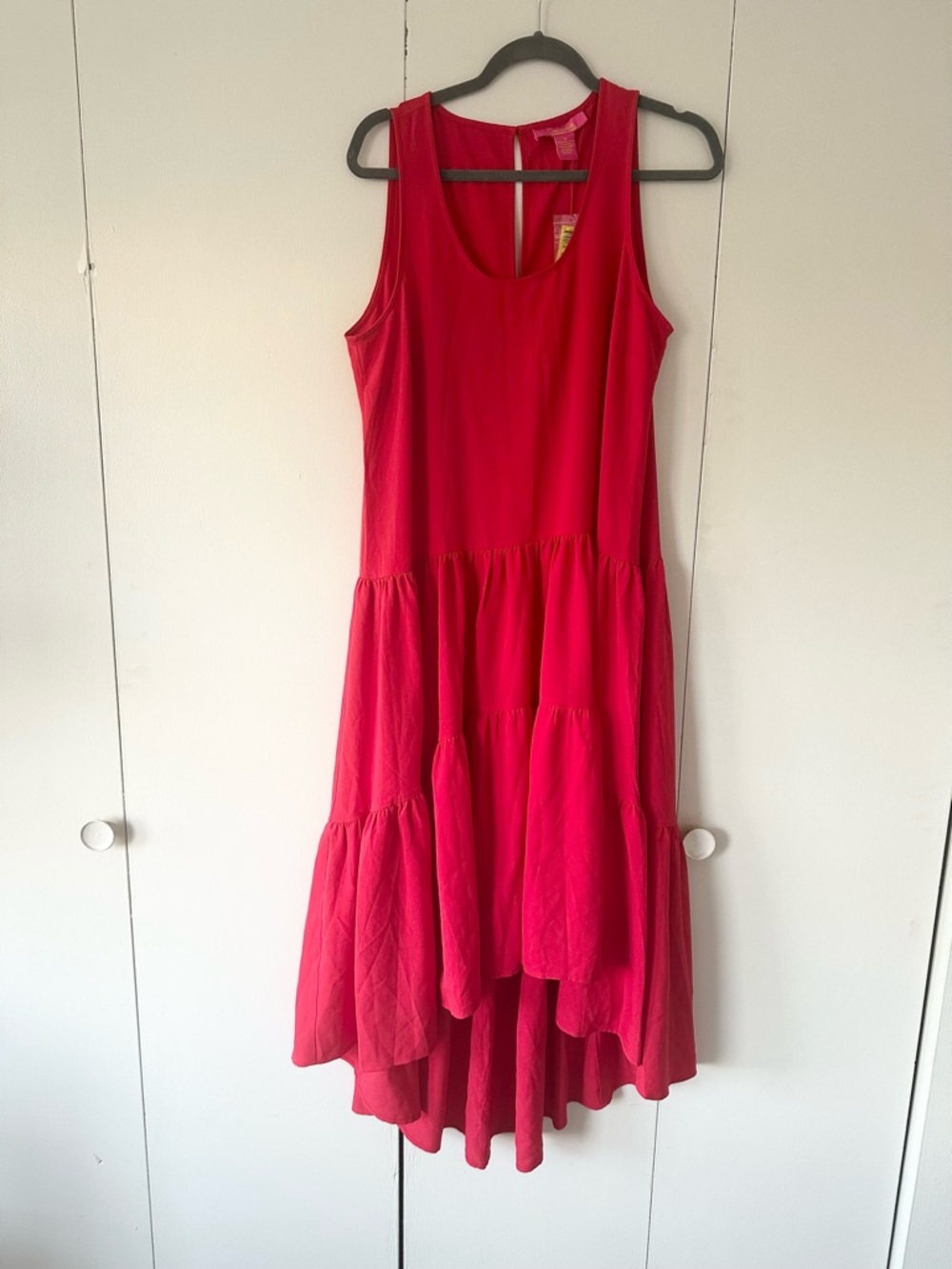 Catherine Malandrino Bright Red Sleeveless Asymmetrical Tiered Dress